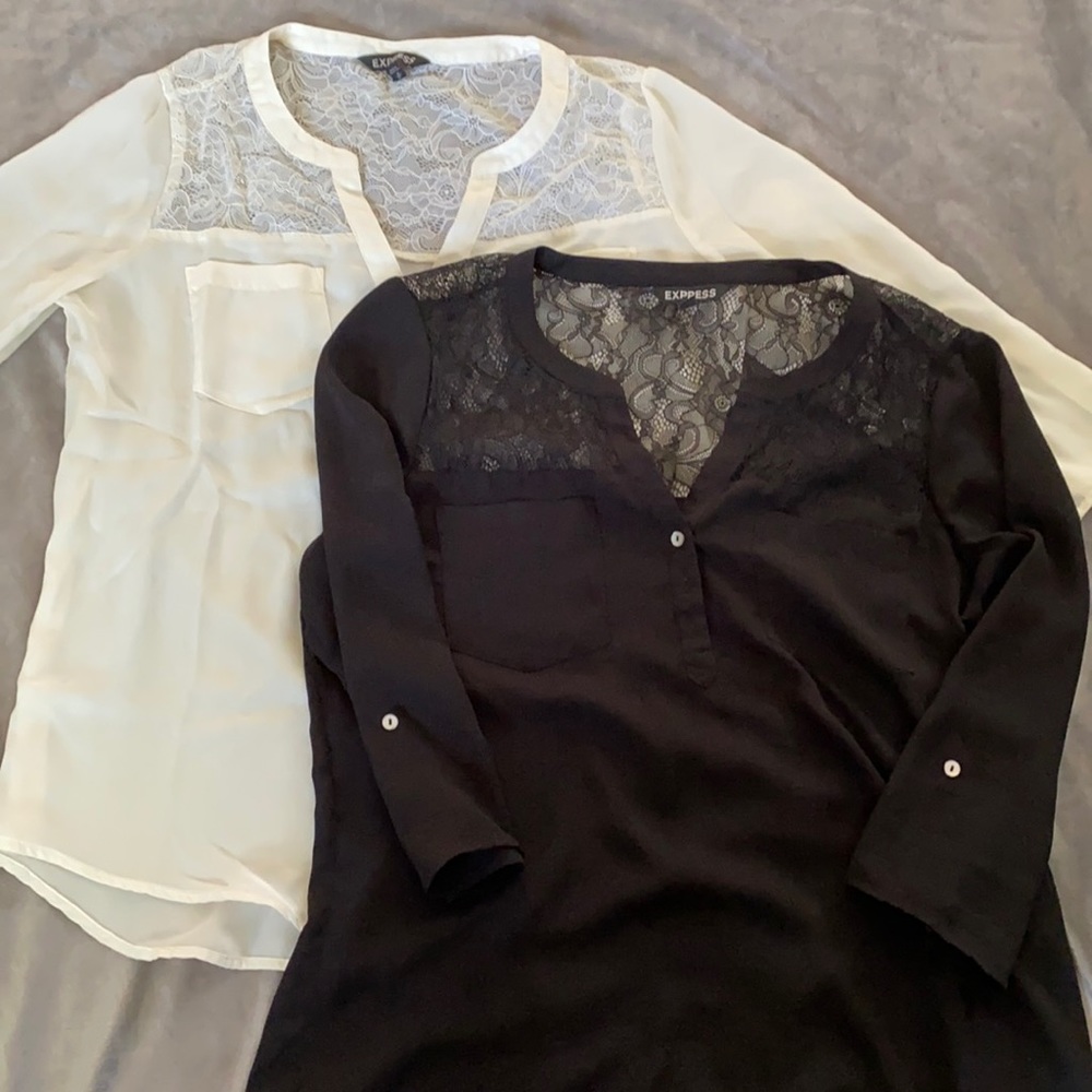 Express Lace Yoke Blouse - Black